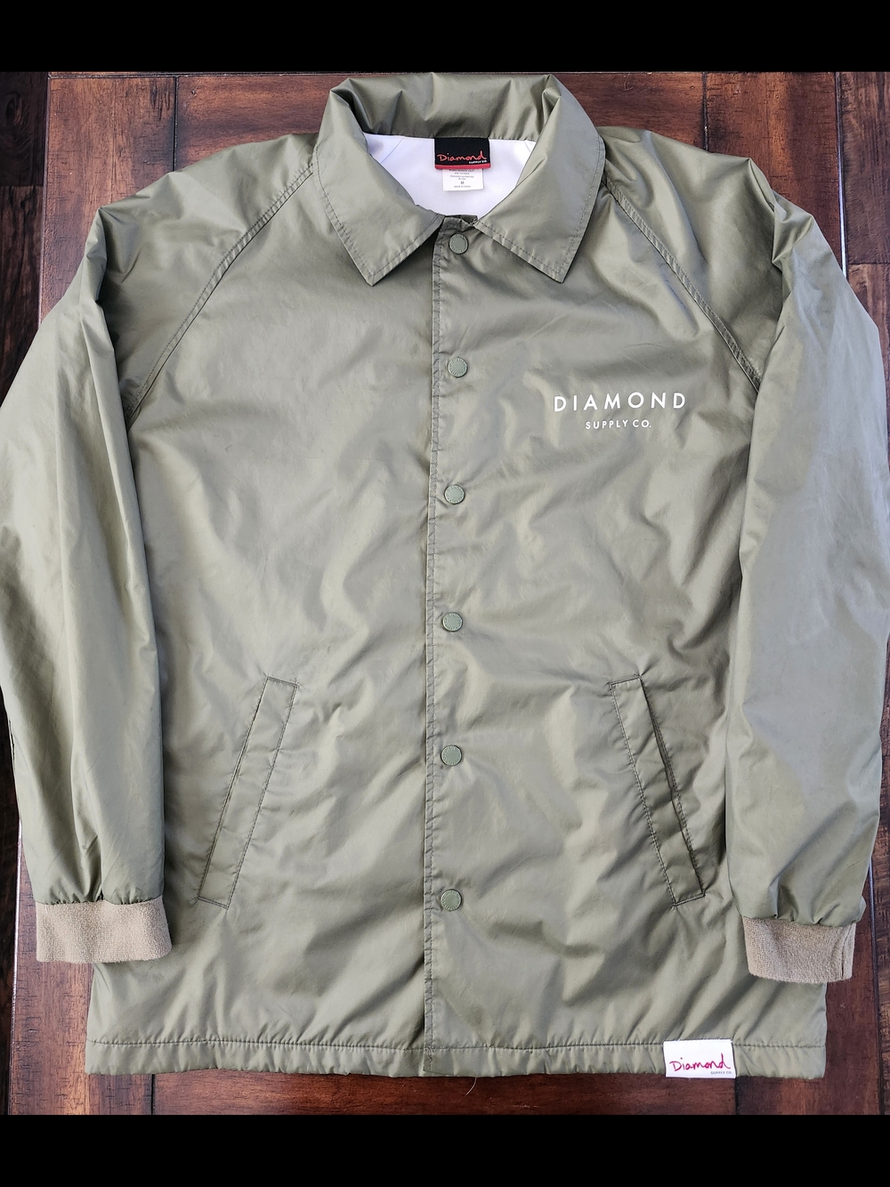 Diamond Supply Co. Olive Green Windbreaker Coach Jacket Men's Medium Like New